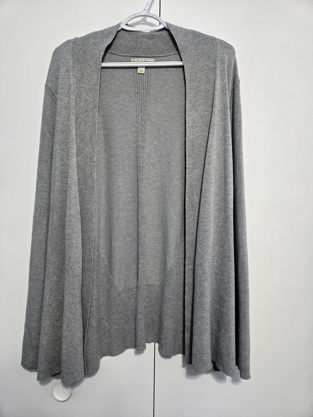 Dana Buchman Gray Open Front Cardigan Sweater XXL Long‎ Sleeve Lightweight